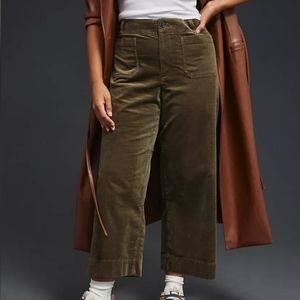 Maeve Wide Leg Green Corduroy Pants - the colette